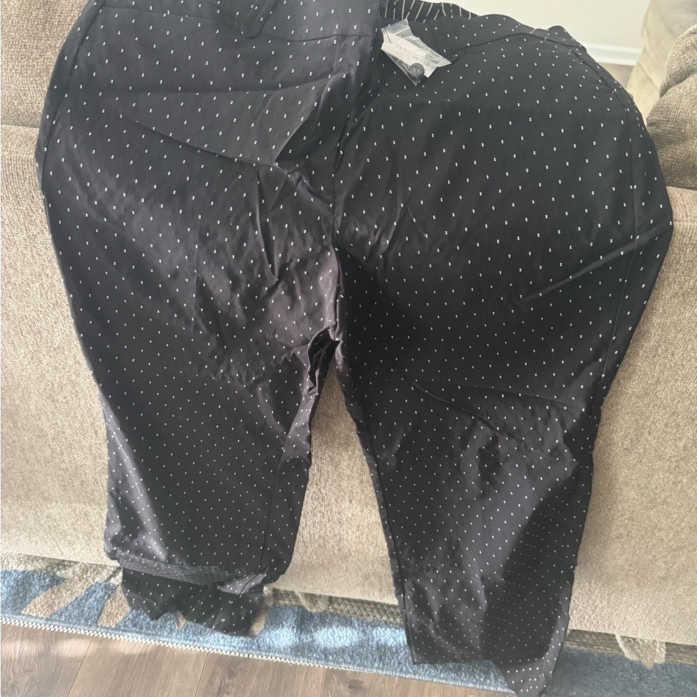 Lane Bryant Black Trousers with White Stripes